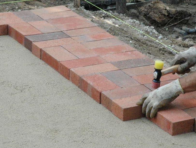 setting brick patio