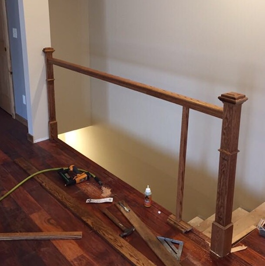 To Install Railing Over A Stair Opening, How To Install Laminate Flooring On Stairs With Railing